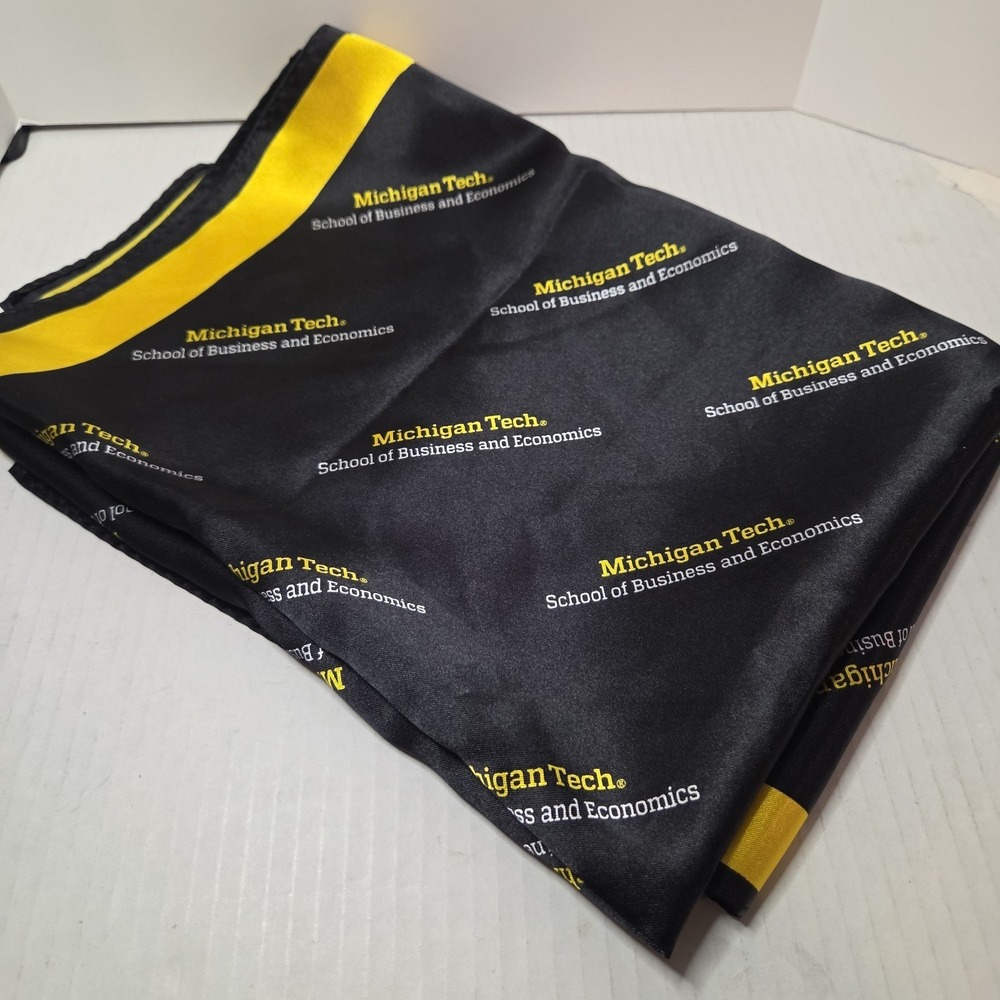 MICHIGAN TECH School Of Business Ascot Style  Scarf 34x24 - Picture 2 of 4